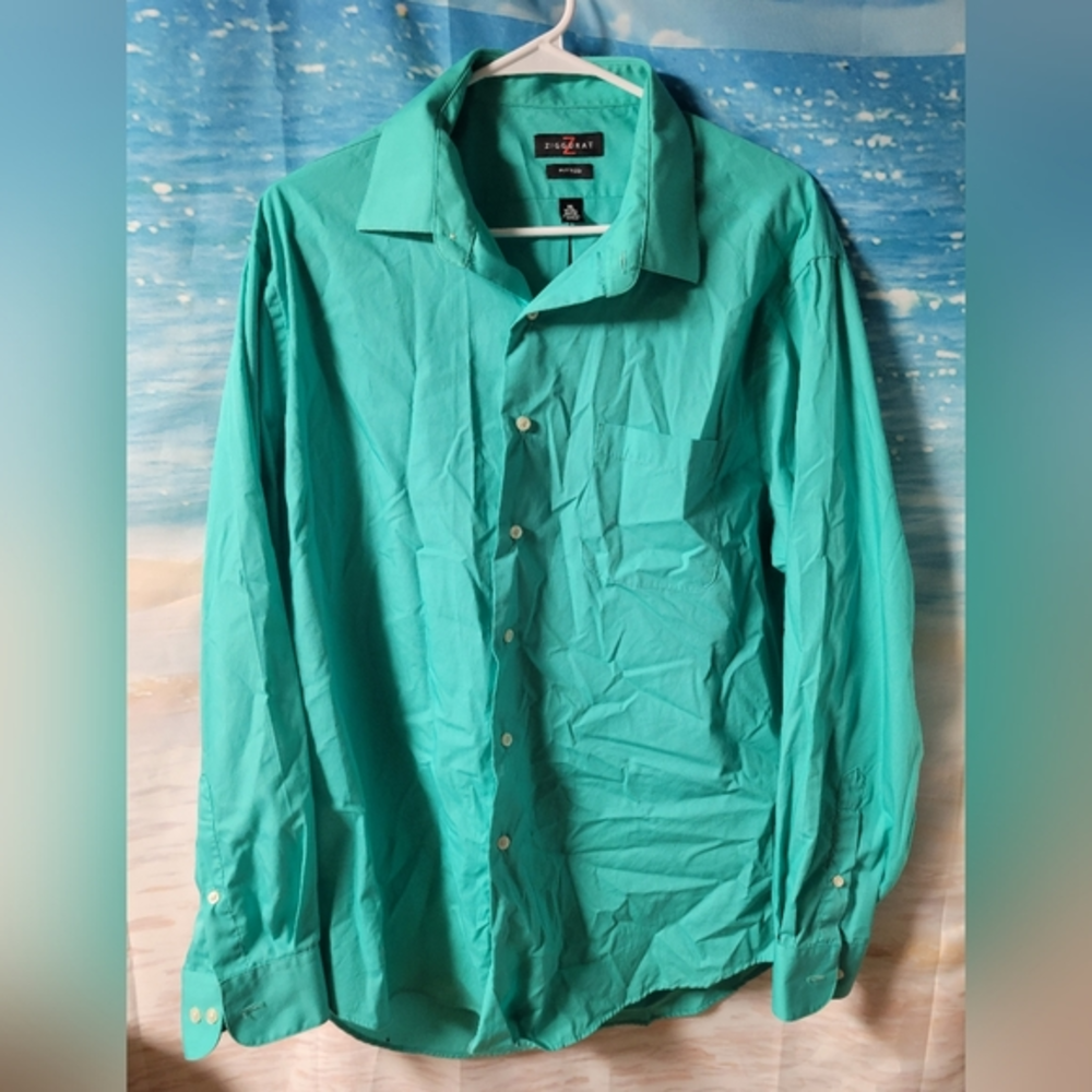 ZIGGURAT Fitted Long Sleeve Men's Button Down Shirt Size XL‎ 17-17.5